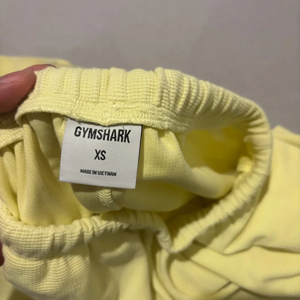 Gymshark‎ Sweatpants Size XS Yellow Waffle Wide Leg Drawstrings Gym Workout - Picture 4 of 8